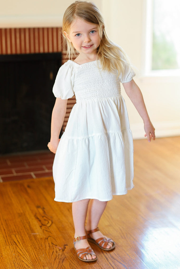 Ivory smocked dress hotsell